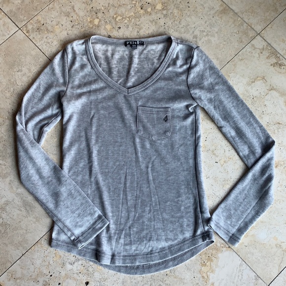 Volcom Thermal Long-sleeved, V-neck Tee Shirt - Picture 1 of 4